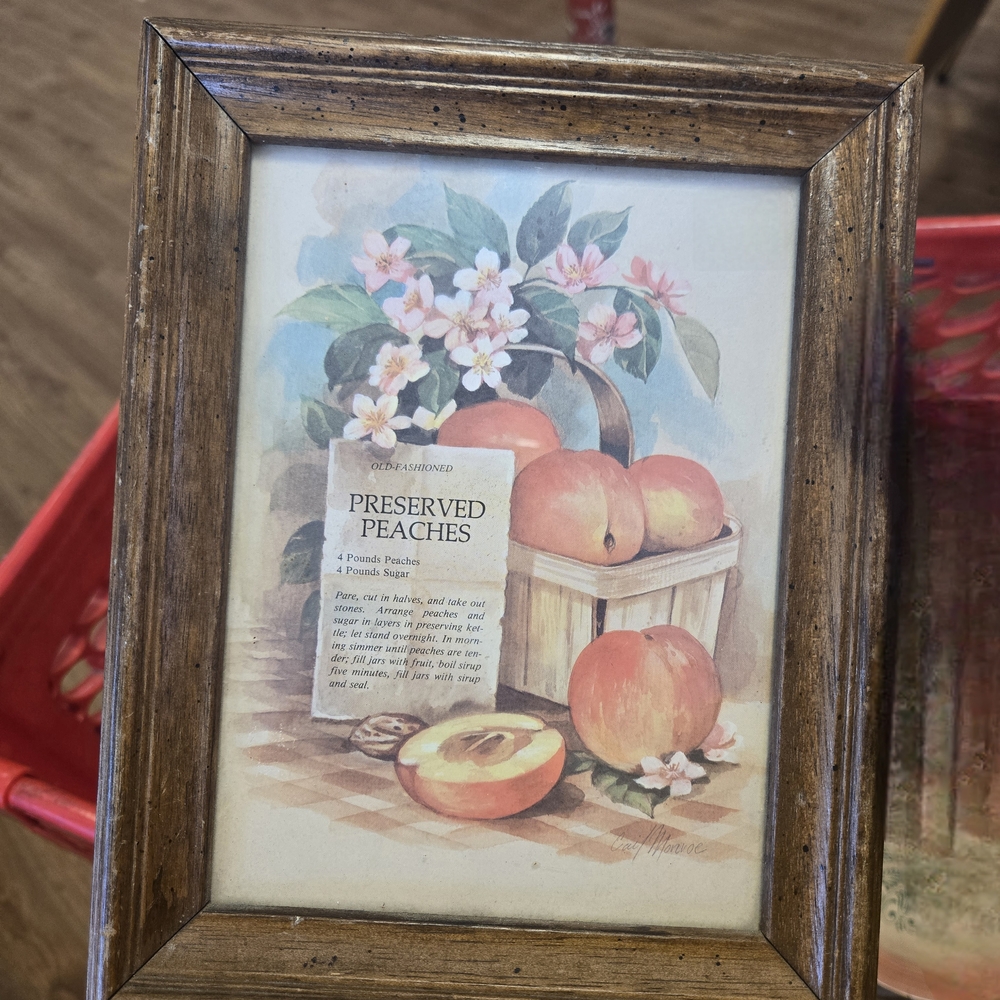 Vintage-Style Preserved Peaches Framed Wall Art - Brown Frame